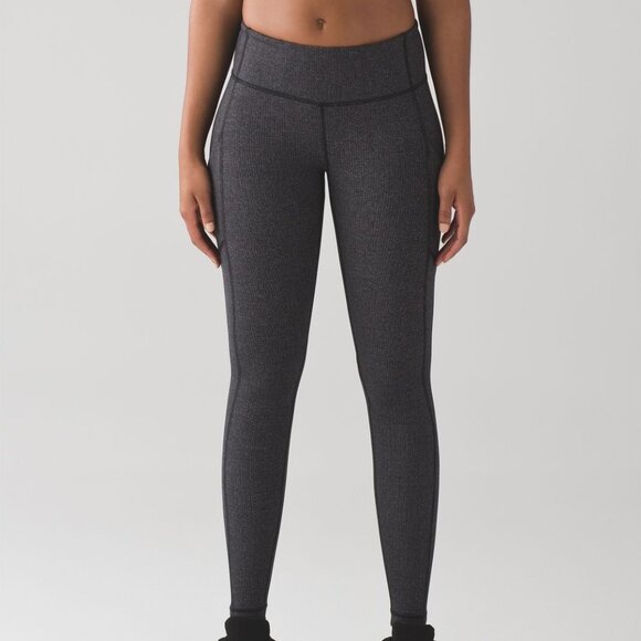 Lululemon Speed Tight Heathered Black Grey Leggings - Picture 1 of 5